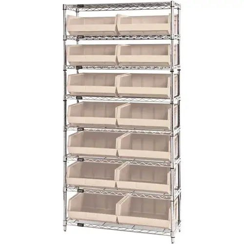 Giant Open Hopper 36 in. x 14 in. x 74 in. Wire Chrome Heavy Duty 8-Tier Industrial Shelving Unit Giant Open Hopper 36 in. x 14 in. x 74 in. Wire Chrome Heavy Duty 8-Tier Industrial Shelving Unit