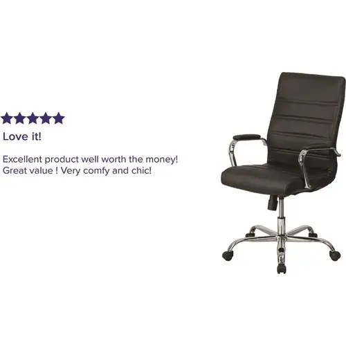 Faux Leather Swivel Ergonomic Office Chair in Black