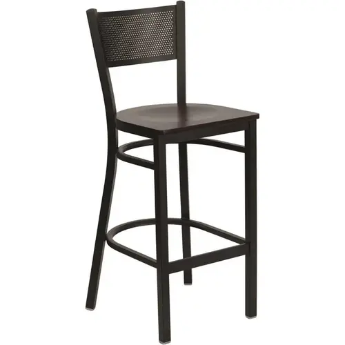 Carnegy Avenue 28.5 in. Mahogany Wood Seat/Black Metal Frame Bar Stool Carnegy Avenue 28.5 in. Mahogany Wood Seat/Black Metal Frame Bar Stool