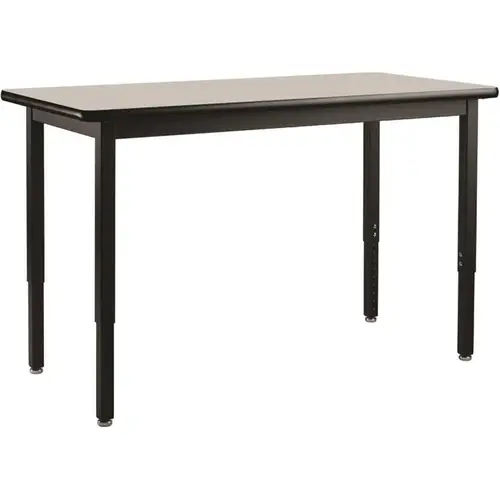 Heavy Duty Height Adjustable Table 30 in. x 72 in. Black Frame HPL Grey Nebula Top Heavy Duty Height Adjustable Table 30 in. x 72 in. Black Frame HPL Grey Nebula Top
