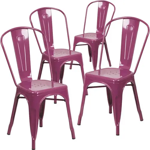 Stackable Metal Outdoor Dining Chair in Purple Stackable Metal Outdoor Dining Chair in Purple