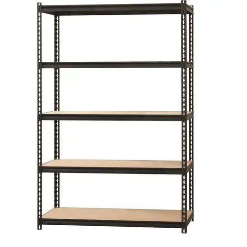 2300 Riveted Steel Shelving 5-Shelf Unit, 18D x 48W x 72H, Black