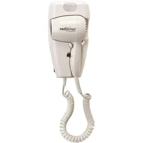 1600-Watt Wall Mount Hair Dryer, Direct Wire, White