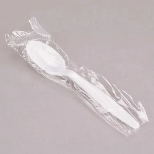 Medium-Weight Wrapped White Teaspoon - pack of 1000 Medium-Weight Wrapped White Teaspoon - pack of 1000