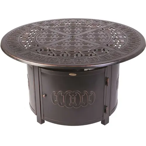 Dynasty 44 in. x 24 in. Round Aluminum LPG Fire Pit Antique Bronze