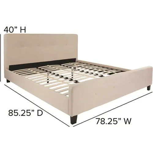 Beige King Platform Bed Beige King Platform Bed