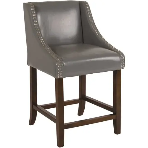 24 in. Light Gray Leather Bar Stool 24 in. Light Gray Leather Bar Stool