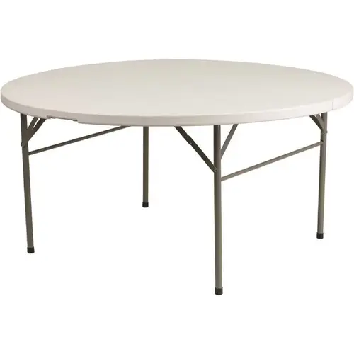 60.5 in. Granite White Plastic Tabletop Metal Frame Folding Table