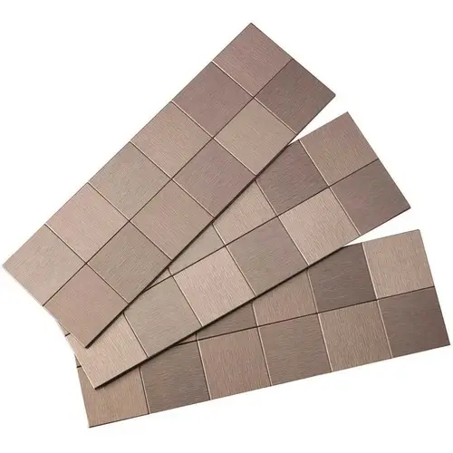 Square Matted 12 in. x 4 in. Brushed Stainless Metal Decorative Tile Backsplash (1 sq. ft.)