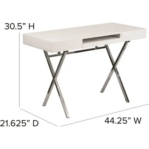 44.3 in. Rectangular White Computer Desks with Keyboard Tray 44.3 in. Rectangular White Computer Desks with Keyboard Tray