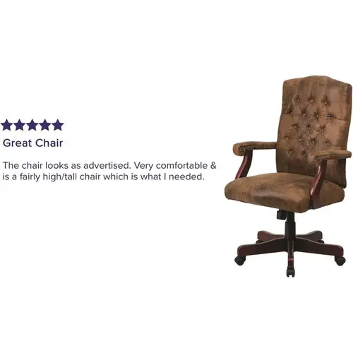 Faux Leather Swivel Office Chair in Brown Faux Leather Swivel Office Chair in Brown