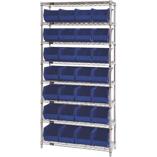 Giant Open Hopper 36 in. x 14 in. x 74 in. Wire Chrome Heavy Duty 8-Tier Industrial Shelving Unit Giant Open Hopper 36 in. x 14 in. x 74 in. Wire Chrome Heavy Duty 8-Tier Industrial Shelving Unit
