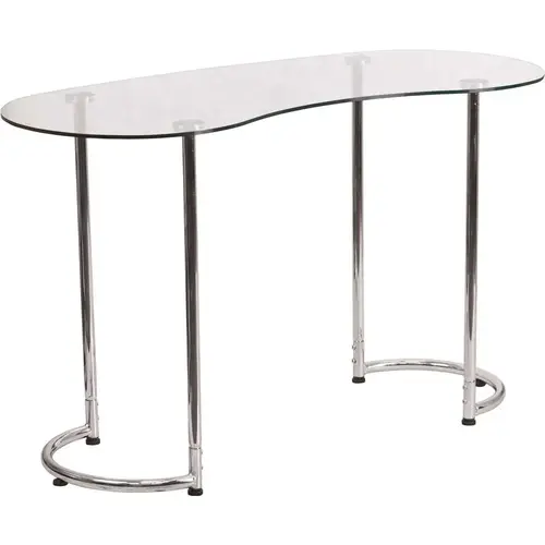 48 in. Rectangular Clear/Chrome Computer Desk with Open Storage 48 in. Rectangular Clear/Chrome Computer Desk with Open Storage