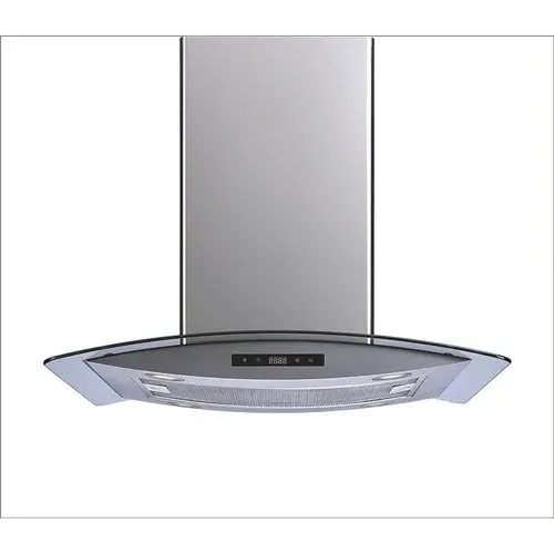30 in. 475 CFM Convertible Island Mount Range Hood in Stainless Steel and Glass with LED Lights and Touch Control
