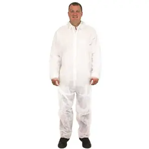 Safety Zone DBRD-1000 PolyLitea Coverall, Zip Front,a Open Wrists,White, 2X