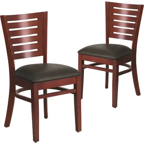 Black Vinyl Seat/Mahogany Wood Frame Restaurant Chairs Black Vinyl Seat/Mahogany Wood Frame Restaurant Chairs