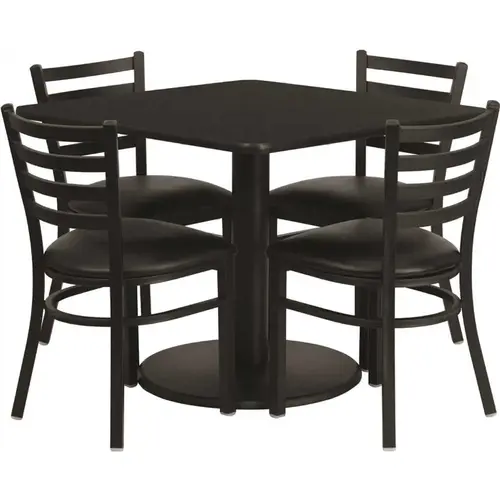 Black Top/Black Vinyl Seat Table and Chair Set Black Top/Black Vinyl Seat Table and Chair Set