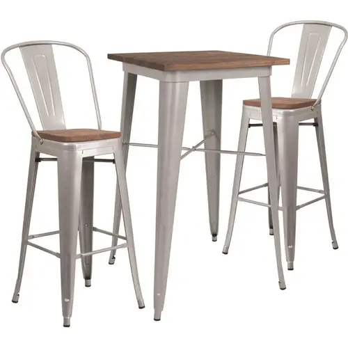 3-Piece Silver Table And Chair Set 3-Piece Silver Table And Chair Set