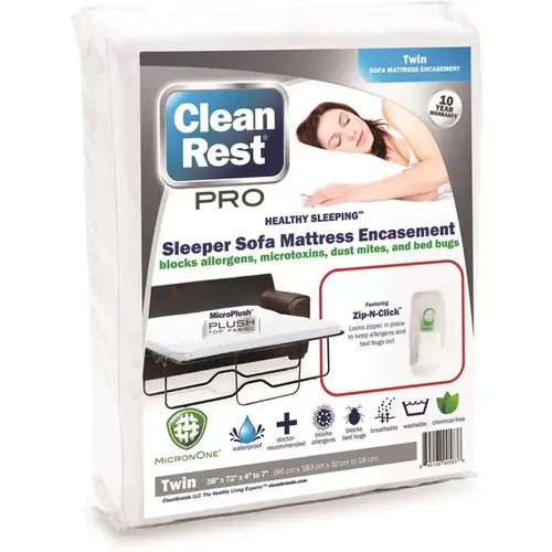 Pro Sofa Bed Encasement Polyester Twin Mattress Cover White