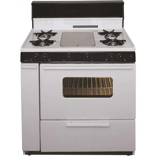 36 in. 3.91 cu. ft. Battery Spark Ignition Gas Range in White 36 in. 3.91 cu. ft. Battery Spark Ignition Gas Range in White