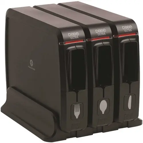 SmartStock Series-W Wrapped Cutlery Dispenser, Black - pack of 3