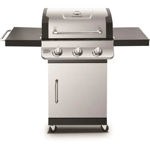 Premier 3-Burner Propane Gas Grill in Stainless Steel with Folding Side Tables Premier 3-Burner Propane Gas Grill in Stainless Steel with Folding Side Tables