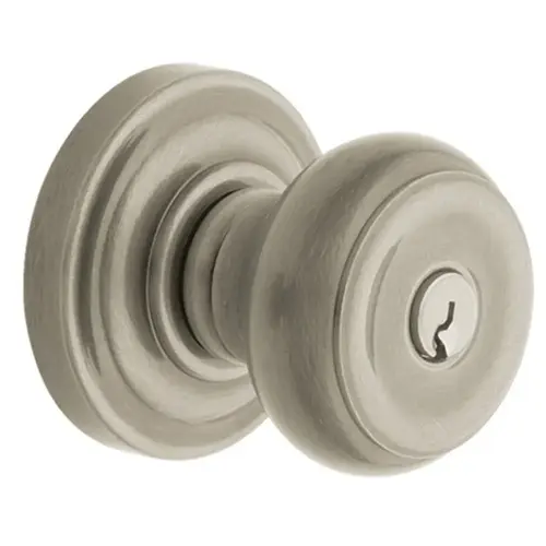 5210 Colonial Knob Emergency Egress Keyed Entry Lifetime Satin Nickel Finish 5210 Colonial Knob Emergency Egress Keyed Entry Lifetime Satin Nickel Finish