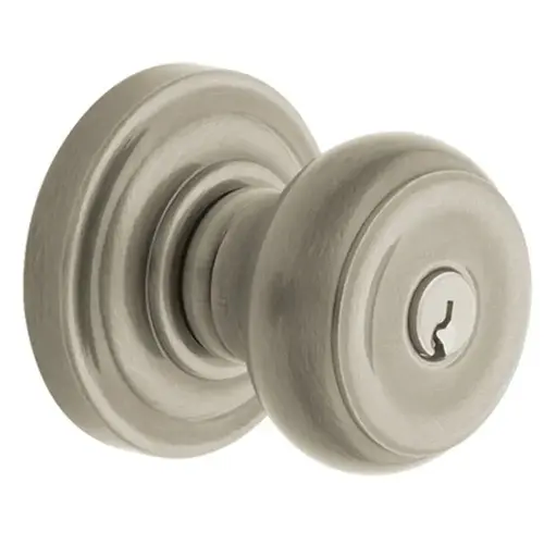 BALD EMER EXIT-COLONIAL KNOB W/CLASSIC ROSE, Satin Nickel BALD EMER EXIT-COLONIAL KNOB W/CLASSIC ROSE, Satin Nickel