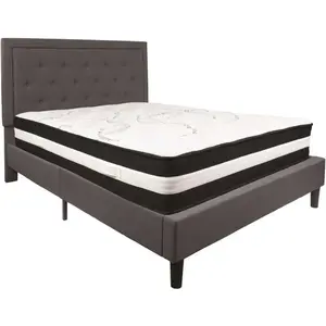 Flash Furniture CGA-SL-228527-DA-HD Dark Gray Queen Platform Bed and Mattress Set