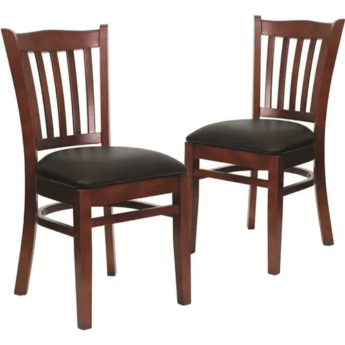 Black Vinyl Seat/Mahogany Wood Frame Restaurant Chairs Black Vinyl Seat/Mahogany Wood Frame Restaurant Chairs