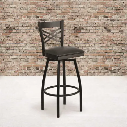 HERCULES Series 32 in. Black Vinyl Seat/Black Metal Frame Swiveling Bar Stool HERCULES Series 32 in. Black Vinyl Seat/Black Metal Frame Swiveling Bar Stool