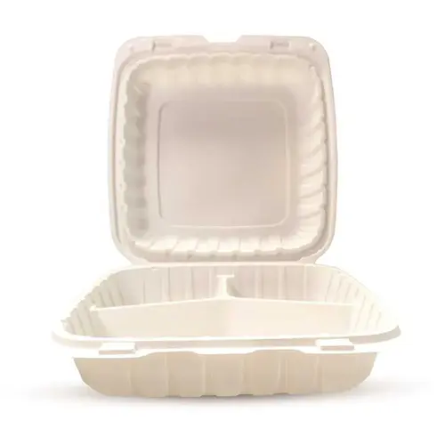 9 in. x 9 in. x 3 in. Natural Mineral Filled PP 3-Compartment Hinged Container 150-Per Case - pack of 150 9 in. x 9 in. x 3 in. Natural Mineral Filled PP 3-Compartment Hinged Container 150-Per Case - pack of 150