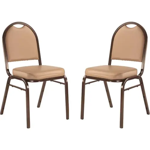 French Beige Seat Mocha Frame Vinyl Upholstered Stack Chair French Beige Seat Mocha Frame Vinyl Upholstered Stack Chair