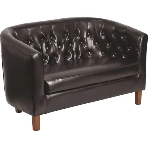 Hercules 49.5 in. Black Faux Leather 2-Seater Loveseat with Flared Arms Hercules 49.5 in. Black Faux Leather 2-Seater Loveseat with Flared Arms