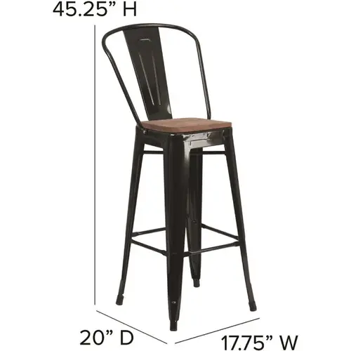 30.5 in. Black Metal Bar Stool 30.5 in. Black Metal Bar Stool