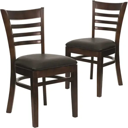 Black Vinyl Seat/Walnut Wood Frame Restaurant Chairs Black Vinyl Seat/Walnut Wood Frame Restaurant Chairs
