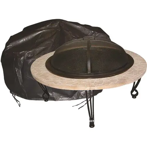 Outdoor Round Patio Fire Pit Vinyl Cover Black Outdoor Round Patio Fire Pit Vinyl Cover Black