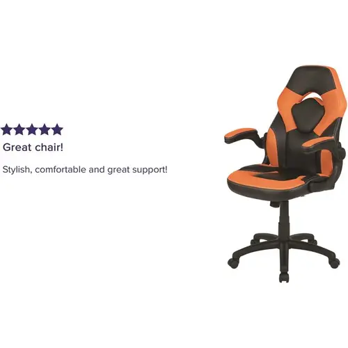 Orange LeatherSoft Upholstery Racing Game Chair Orange LeatherSoft Upholstery Racing Game Chair