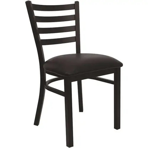 Hercules Series Black Ladder Back Metal Restaurant Chair with Black Vinyl Seat Color/Finish Family Hercules Series Black Ladder Back Metal Restaurant Chair with Black Vinyl Seat Color/Finish Family