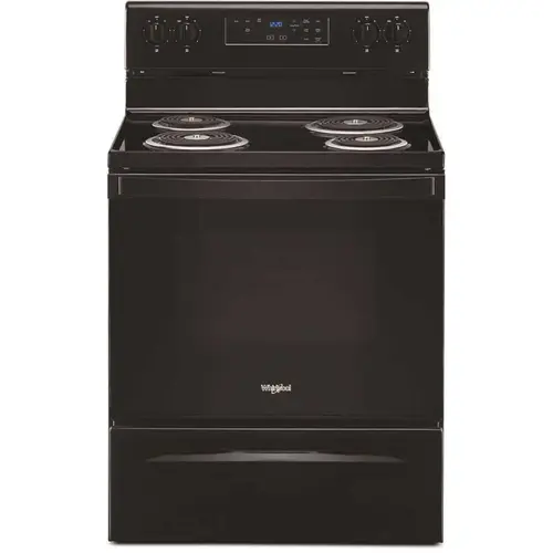 30 in. 4.8 cu. ft. 4-Burner Electric Range with Self-Cleaning in Black with Storage Drawer 30 in. 4.8 cu. ft. 4-Burner Electric Range with Self-Cleaning in Black with Storage Drawer