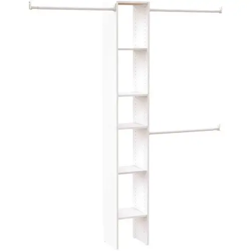 Selectives 12 in. W White Custom Tower Wall Mount 6-Shelf Wood Closet System Selectives 12 in. W White Custom Tower Wall Mount 6-Shelf Wood Closet System