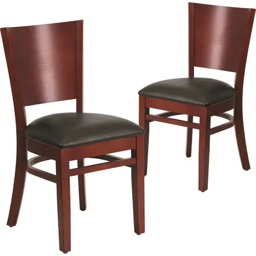 Black Vinyl Seat/Mahogany Wood Frame Restaurant Chairs Black Vinyl Seat/Mahogany Wood Frame Restaurant Chairs