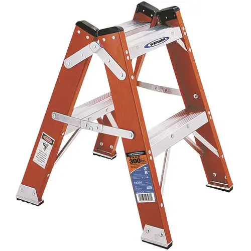 2 ft. Fiberglass Twin Step Ladder with 300 lbs. Load Capacity Type IA Duty Rating Orange 2 ft. Fiberglass Twin Step Ladder with 300 lbs. Load Capacity Type IA Duty Rating Orange