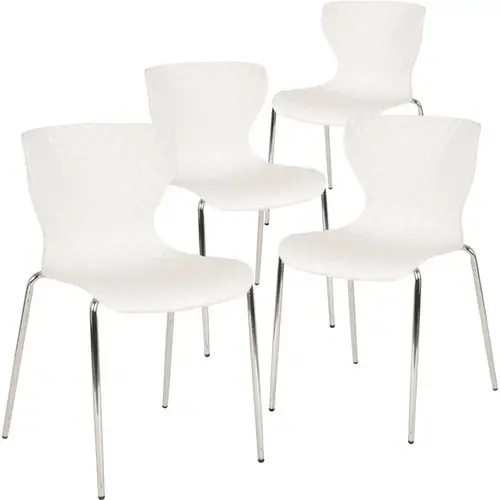 Plastic Stackable Chair in White Plastic Stackable Chair in White