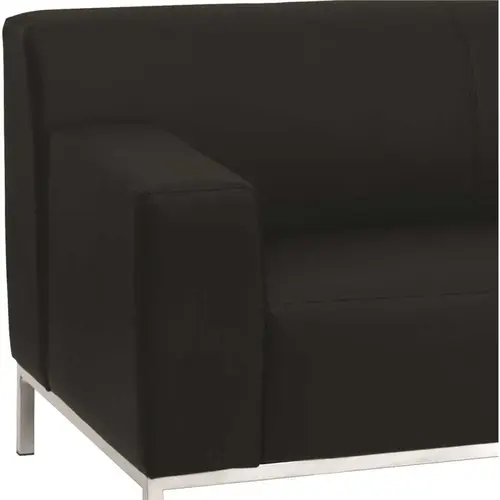 57.8 in. Black Faux Leather 2-Seater Loveseat with Square Arms 57.8 in. Black Faux Leather 2-Seater Loveseat with Square Arms