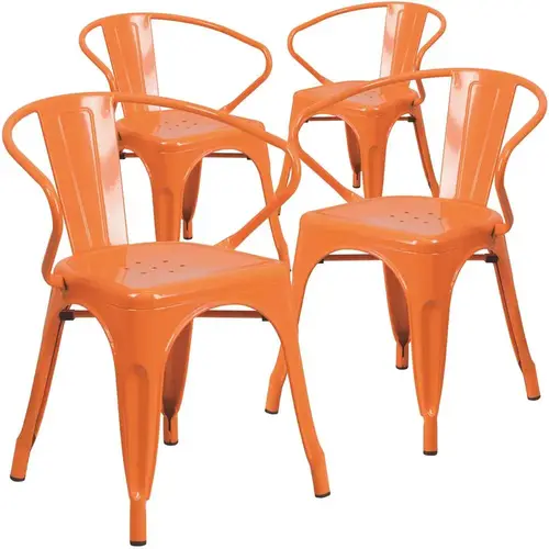 Stackable Metal Outdoor Dining Chair in Orange Stackable Metal Outdoor Dining Chair in Orange