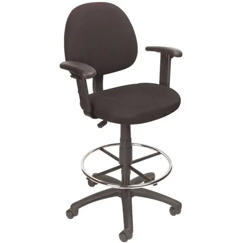 Black Fabric Drafting Chair with Adjustable Arms and Seat Height Adjustment Black Fabric Drafting Chair with Adjustable Arms and Seat Height Adjustment