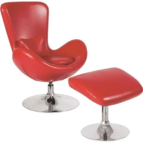Red Leather Chair and Ottoman Set Red Leather Chair and Ottoman Set