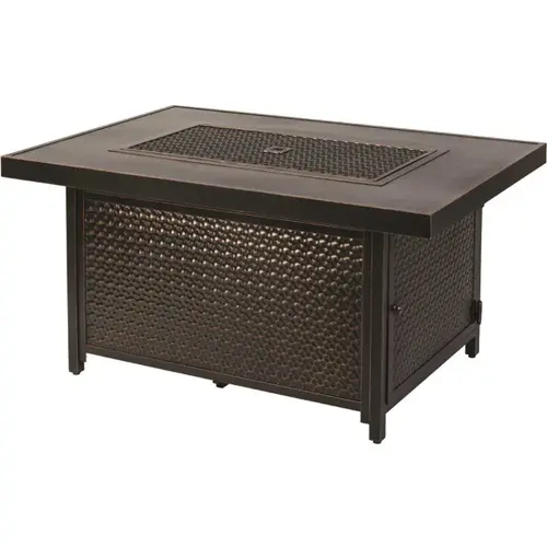 Weyland 48 in. x 24 in. Rectangle Aluminum LPG Fire Pit Table in Antique Bronze Weyland 48 in. x 24 in. Rectangle Aluminum LPG Fire Pit Table in Antique Bronze