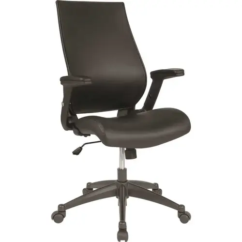 Faux Leather Swivel Ergonomic Office Chair in Black